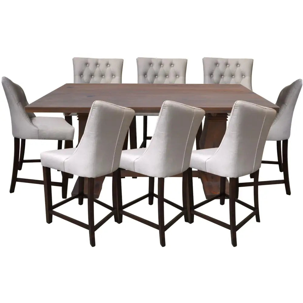 Florence 9pc High Dining Table Set 200cm 8 Fabric Chair French Provincial - Furniture > Dining