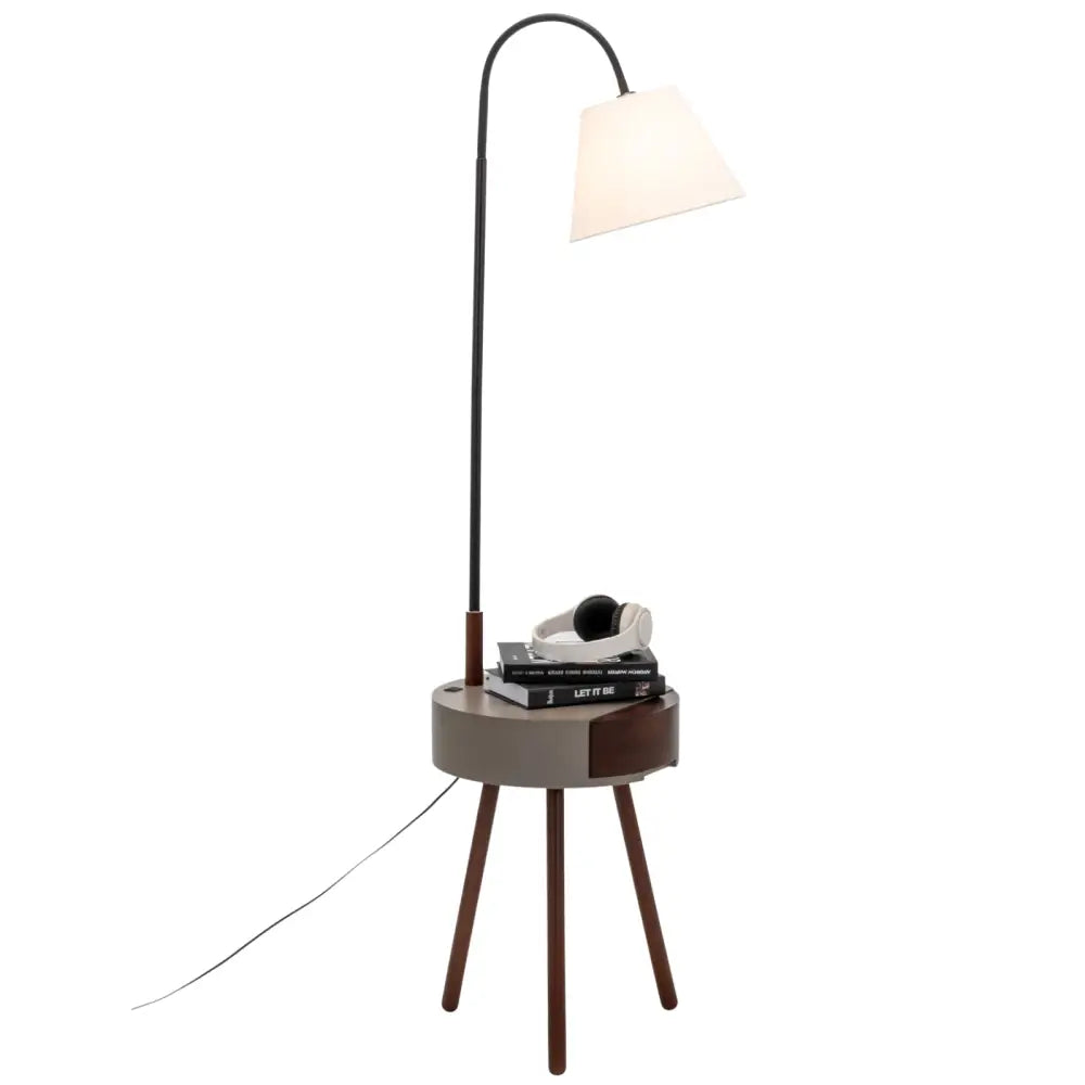 Florence Tripod Lamp Shelf Storage Drawer Bed Side Table Light w/ USB Charger - Home & Garden > Lighting > Floor Lamps