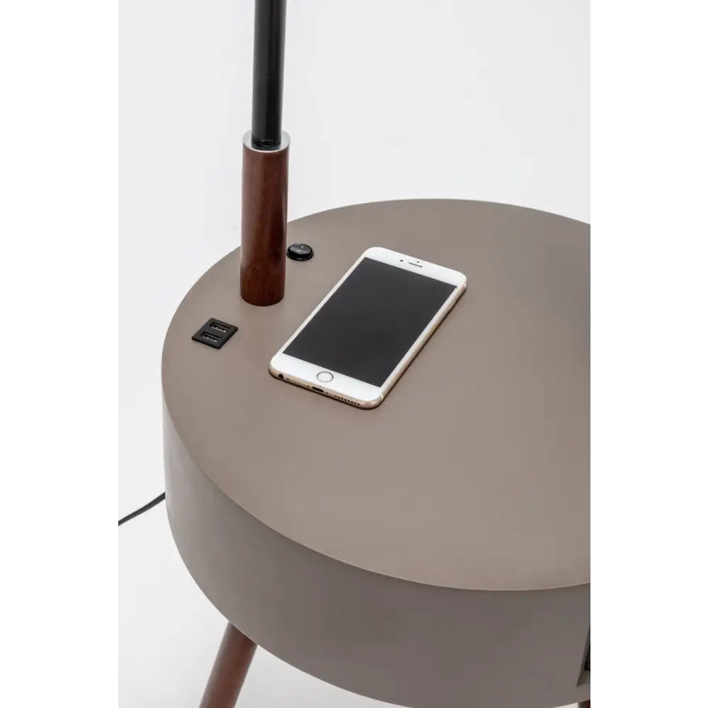 Florence Tripod Lamp Shelf Storage Drawer Bed Side Table Light w/ USB Charger - Home & Garden > Lighting > Floor Lamps