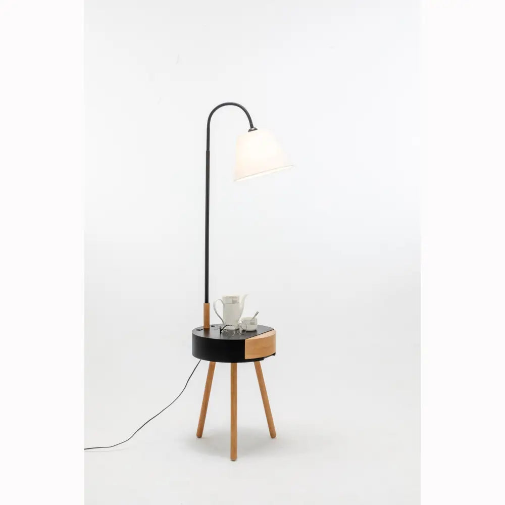 Florence Tripod Lamp Shelf Storage Drawer Bed Side Table Light w/ USB Charger - Home & Garden > Lighting > Floor Lamps