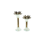 Flower Gold Crystal Candle Holder - Set of 2 - Home & Garden > Decor > Vases & Table Decor