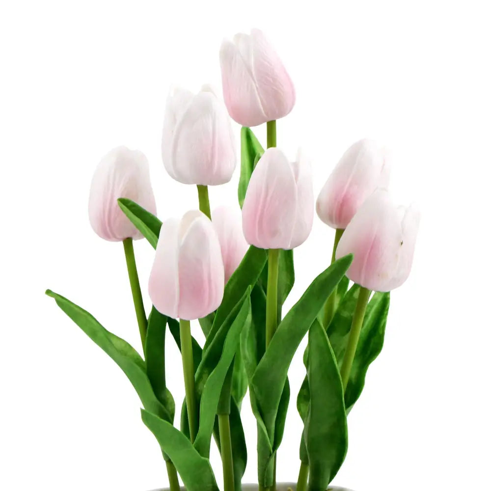 Flowering Pink Artificial Tulip Plant Arrangement With Ceramic Bowl 35cm - Home & Garden > Artificial Plants