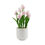 Flowering Pink Artificial Tulip Plant Arrangement With Ceramic Bowl 35cm - Home & Garden > Artificial Plants