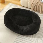 Fluffy Donut-Shaped Pet Bed- Soft Cozy and Anti-Anxiety for Dogs and Cats Machine Washable Black Size:S 60*15*18cm