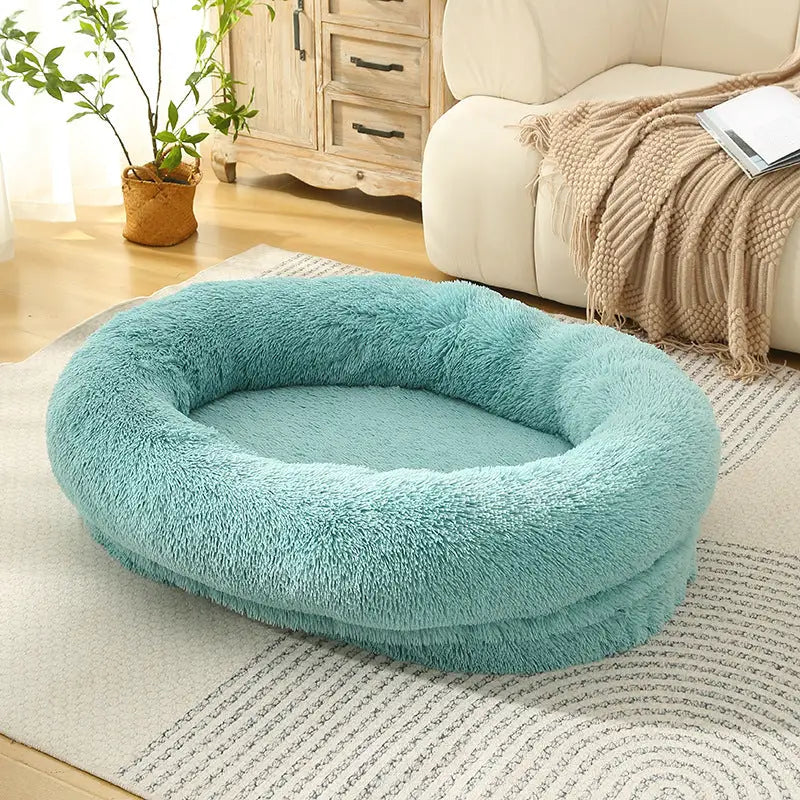 Fluffy Donut-Shaped Pet Bed- Soft Cozy and Anti-Anxiety for Dogs and Cats Machine Washable Emerald Green Size:M