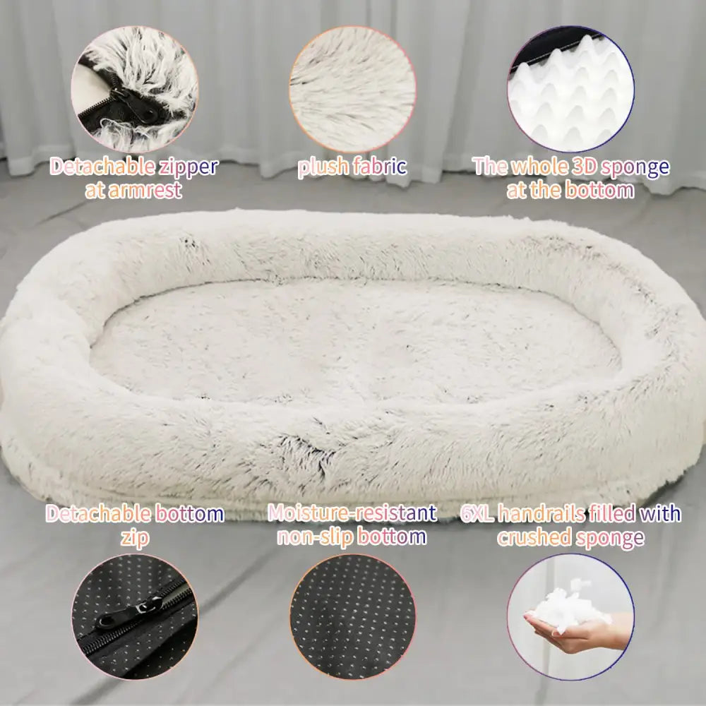 Fluffy Donut-Shaped Pet Bed- Soft Cozy and Anti-Anxiety for Dogs and Cats Machine Washable Rainbow-colored Size:M