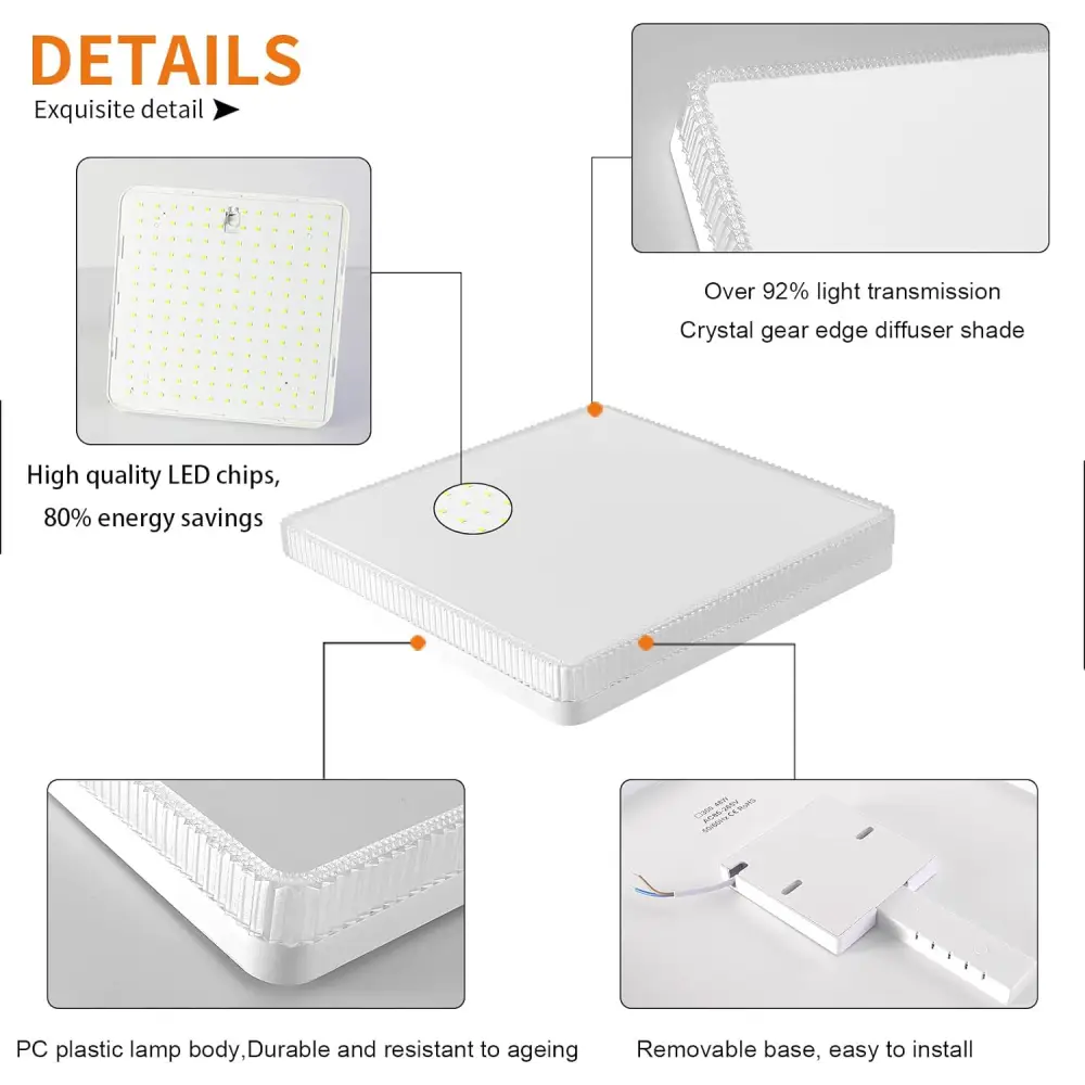 Flush Mount Ceiling Lights LED Square White (23cm 36W) - Home & Garden > Lighting