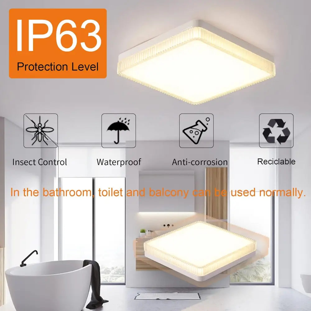 Flush Mount Ceiling Lights LED Square White (23cm 36W) - Home & Garden > Lighting
