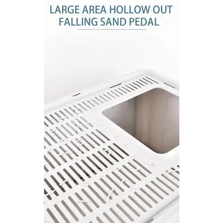 Foldable Cat Litter Box with Pull-Out Tray -Easy Cleaning and Anti-Splash Design Grey 51*41*38cm - Pet Care > Cat