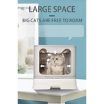 Foldable Cat Litter Box with Pull-Out Tray -Easy Cleaning and Anti-Splash Design Blue 51*41*38cm - Pet Care > Cat