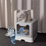 Foldable Cat Litter Box with Pull-Out Tray -Easy Cleaning and Anti-Splash Design Grey 51*41*38cm - Pet Care > Cat