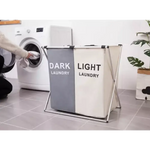 Foldable Divisional Storage Laundry Basket 2 Grid - Home & Garden > Laundry & Cleaning