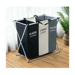 Foldable Divisional Storage Laundry Basket 3 Grid - Home & Garden > Laundry & Cleaning