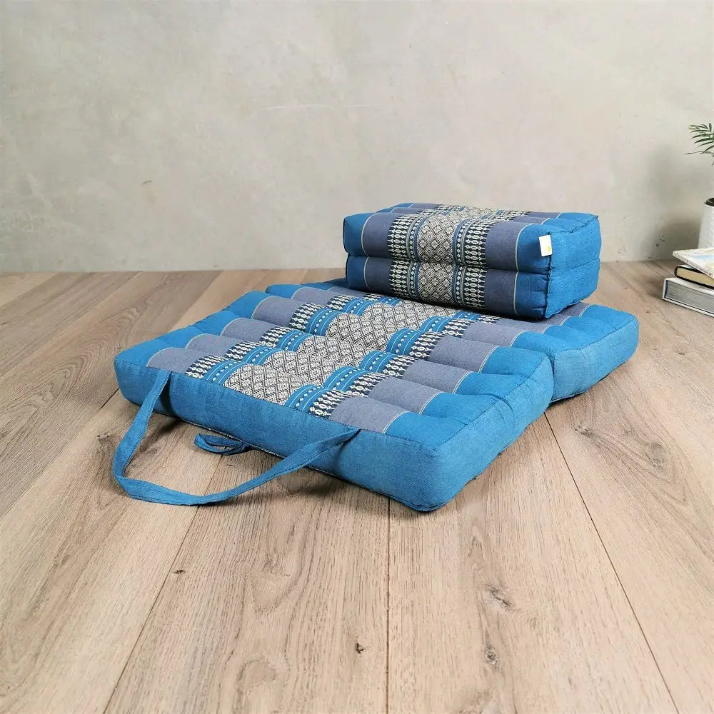 Foldable Meditation Cushion + Seating Block Set Blue - Home & Garden > Decor