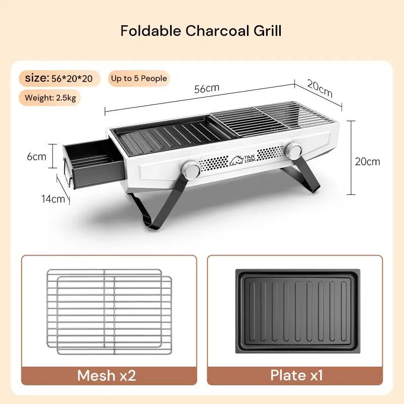 Foldable Portable Charcoal Frying Grill Grilling Outdoor Tabletop BBQ Grill For Camping Hiking Picnics - Appliances >