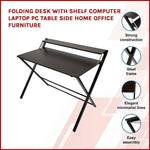 Folding Desk with Shelf Computer Laptop PC Table Side Home Office Furniture - Furniture > Office