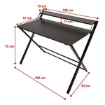 Folding Desk with Shelf Computer Laptop PC Table Side Home Office Furniture - Furniture > Office