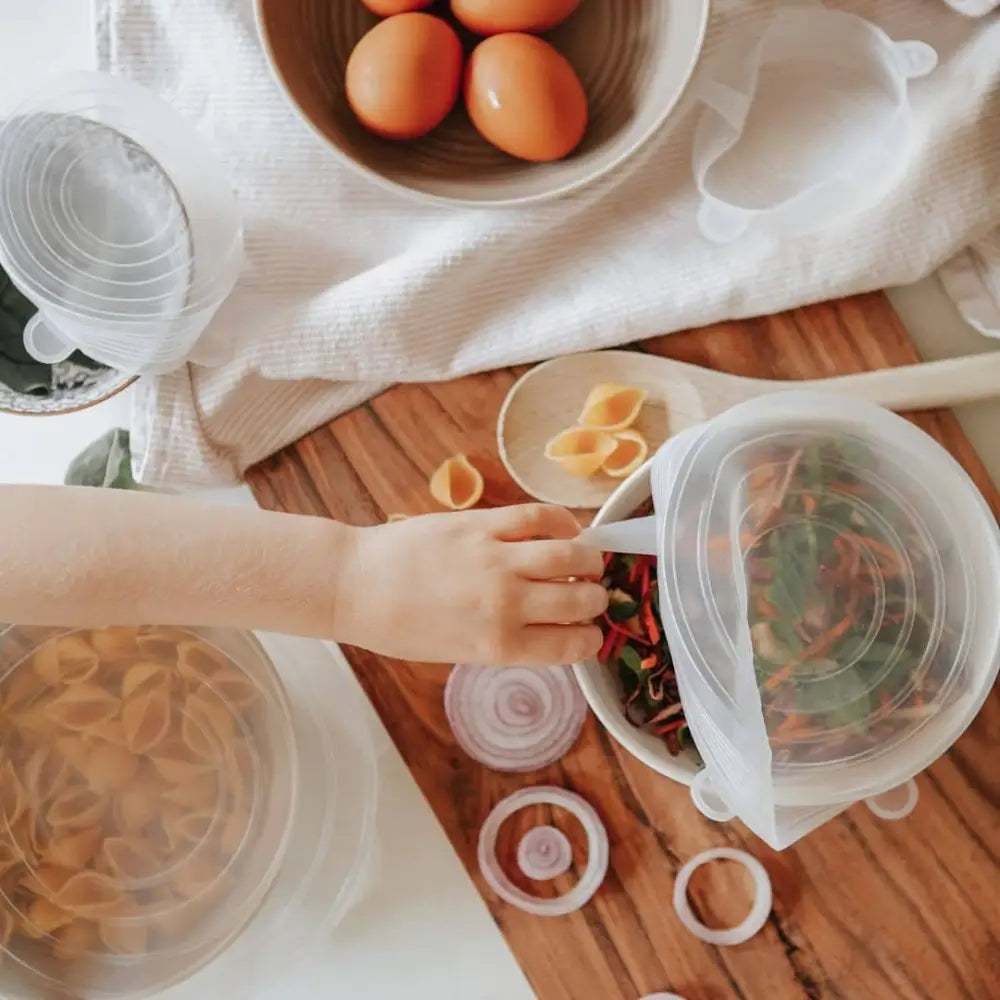 Food Grade Silicone Stretch Lids: Your Ultimate Reusable Food Covers - set of 7 (Test) - Home & Garden > Storage