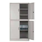 FORTIA 4-Door Steel Stationery Cabinet Cam Locks Shelves Grey - Furniture > Office