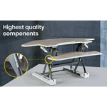 Fortia Corner Desk Riser 110cm Wide Adjustable Sit to Stand for Dual Monitor Keyboard Laptop Beech - Furniture > Office