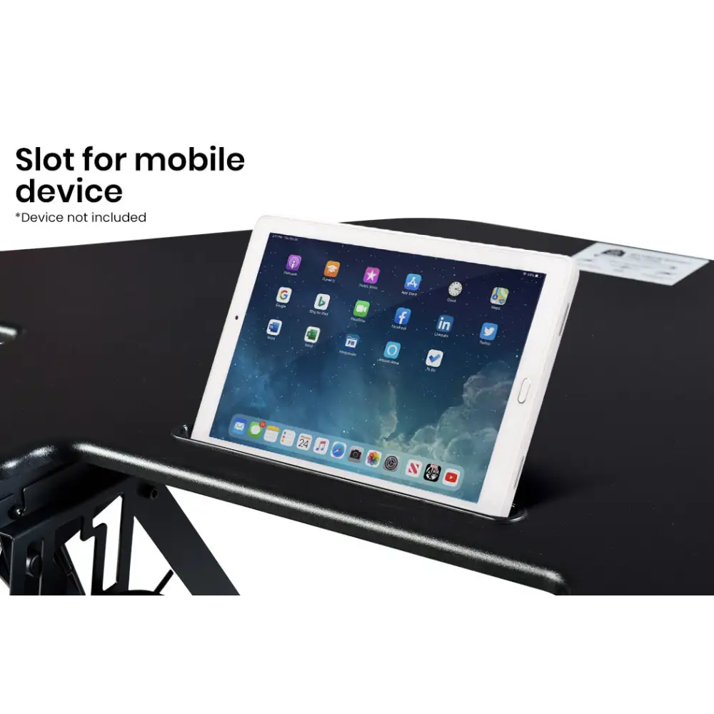 Fortia Corner Desk Riser 110cm Wide Adjustable Sit to Stand for Dual Monitor Keyboard Laptop Black - Furniture > Office