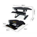 Fortia Corner Desk Riser 110cm Wide Adjustable Sit to Stand for Dual Monitor Keyboard Laptop Black - Furniture > Office