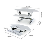 Fortia Corner Desk Riser 110cm Wide Adjustable Sit to Stand for Dual Monitor Keyboard Laptop White - Furniture > Office