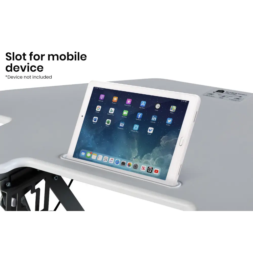 Fortia Corner Desk Riser 110cm Wide Adjustable Sit to Stand for Dual Monitor Keyboard Laptop White - Furniture > Office