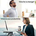 Fortia Corner Desk Riser 110cm Wide Adjustable Sit to Stand for Dual Monitor Keyboard Laptop White - Furniture > Office