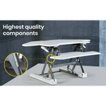 Fortia Corner Desk Riser 110cm Wide Adjustable Sit to Stand for Dual Monitor Keyboard Laptop White - Furniture > Office