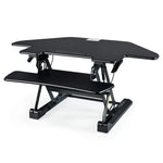Fortia Corner Desk Riser 110cm Wide Adjustable Sit to Stand for Dual Monitor Keyboard Laptop Black - Furniture > Office