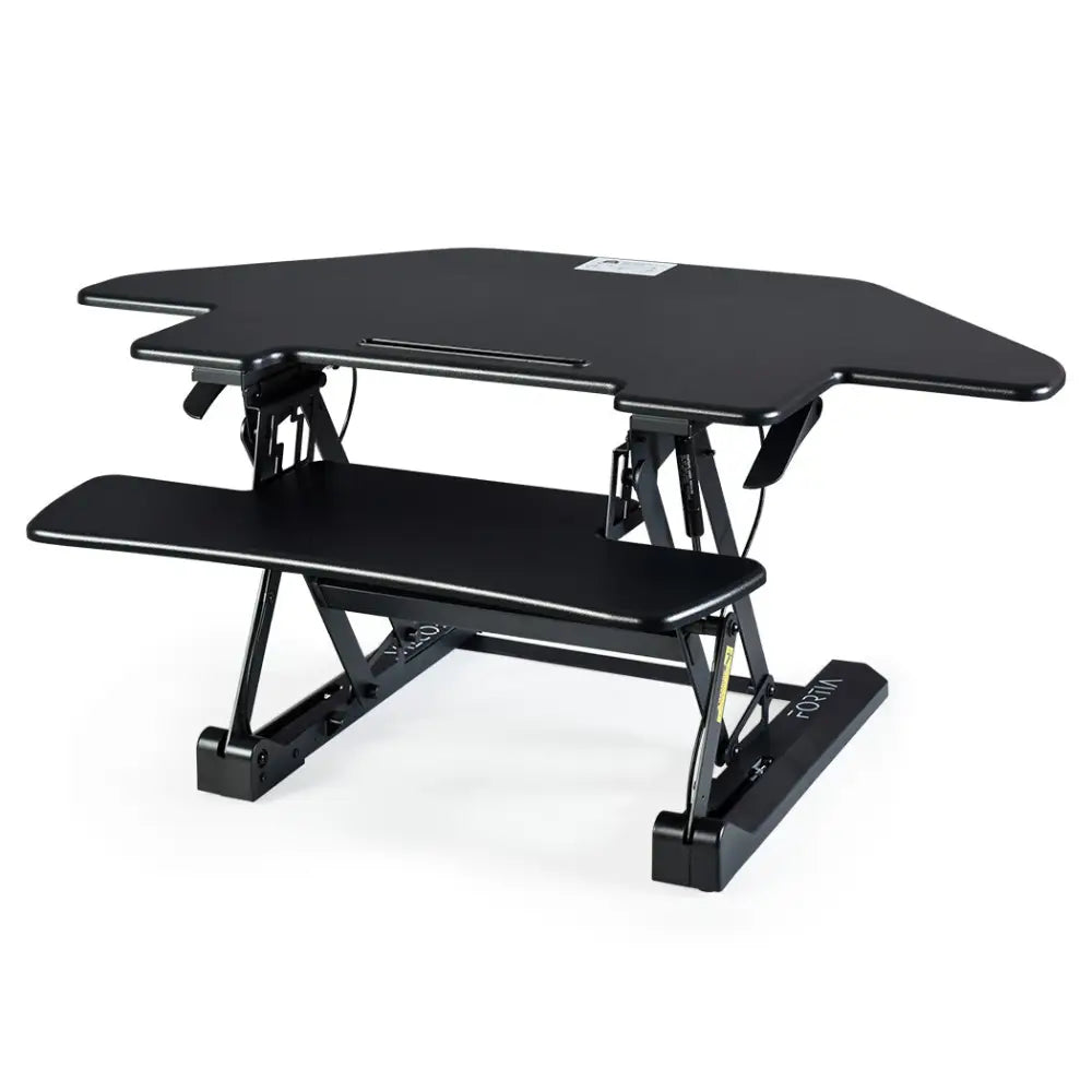 Fortia Corner Desk Riser 110cm Wide Adjustable Sit to Stand for Dual Monitor Keyboard Laptop Black - Furniture > Office