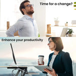 Fortia Corner Desk Riser 110cm Wide Adjustable Sit to Stand for Dual Monitor Keyboard Laptop Beech - Furniture > Office