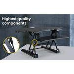 Fortia Corner Desk Riser 110cm Wide Adjustable Sit to Stand for Dual Monitor Keyboard Laptop Black - Furniture > Office