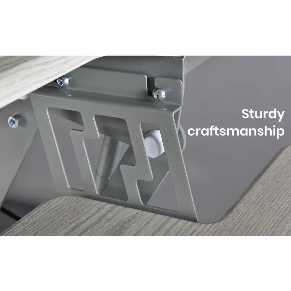Fortia Corner Desk Riser 110cm Wide Adjustable Sit to Stand for Dual Monitor Keyboard Laptop Beech - Furniture > Office