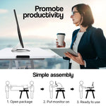 Fortia Desk Riser 74cm Wide Adjustable Sit to Stand for Dual Monitor Keyboard Laptop White - Furniture > Office