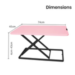 Fortia Desk Riser 74cm Wide Adjustable Sit to Stand for Dual Monitor Keyboard Laptop Pink - Furniture > Office