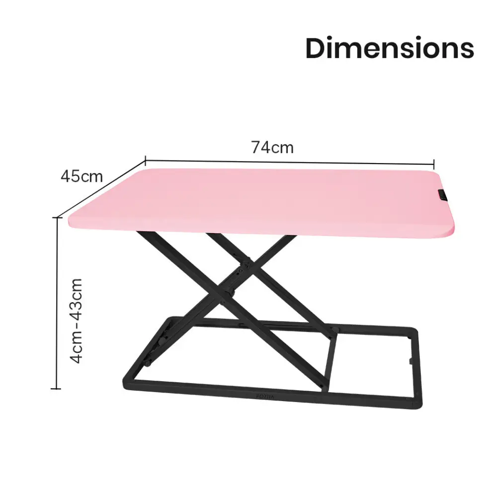 Fortia Desk Riser 74cm Wide Adjustable Sit to Stand for Dual Monitor Keyboard Laptop Pink - Furniture > Office