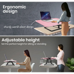 Fortia Desk Riser 74cm Wide Adjustable Sit to Stand for Dual Monitor Keyboard Laptop Pink - Furniture > Office