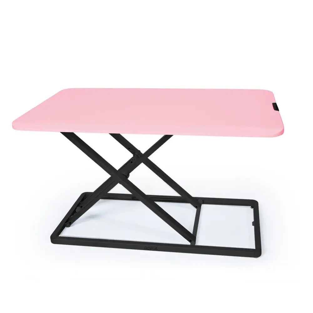 Fortia Desk Riser 74cm Wide Adjustable Sit to Stand for Dual Monitor Keyboard Laptop Pink - Furniture > Office