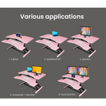 Fortia Desk Riser 77cm Wide Adjustable Sit to Stand for Dual Monitor Keyboard Laptop Pink - Furniture > Office