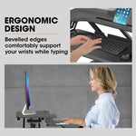 Fortia Desk Riser 77cm Wide Adjustable Sit to Stand for Dual Monitor Keyboard Laptop Black - Furniture > Office