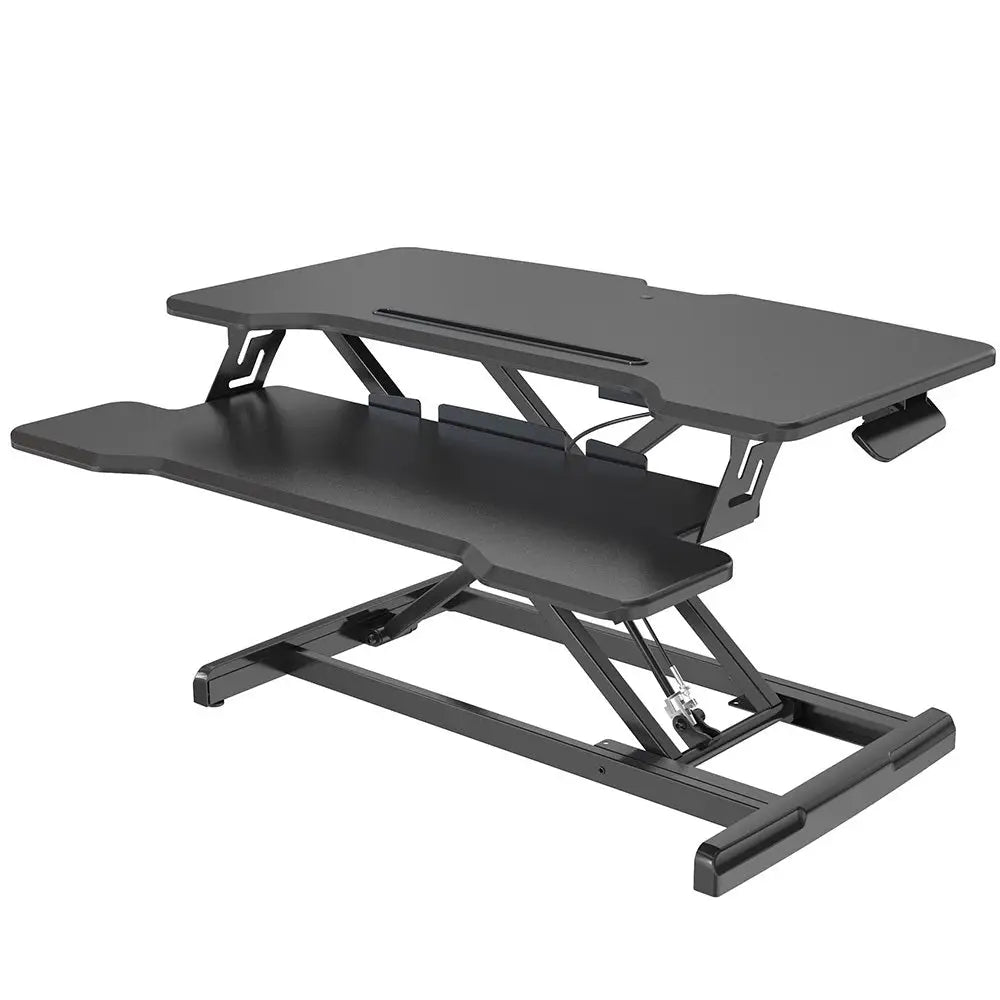Fortia Desk Riser 77cm Wide Adjustable Sit to Stand for Dual Monitor Keyboard Laptop Black - Furniture > Office