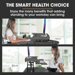 Fortia Desk Riser 77cm Wide Adjustable Sit to Stand for Dual Monitor Keyboard Laptop Black - Furniture > Office