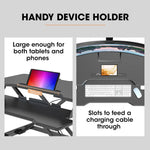 Fortia Desk Riser 77cm Wide Adjustable Sit to Stand for Dual Monitor Keyboard Laptop Black - Furniture > Office