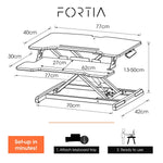Fortia Desk Riser 77cm Wide Adjustable Sit to Stand for Dual Monitor Keyboard Laptop Black - Furniture > Office
