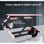 Fortia Desk Riser 77cm Wide Adjustable Sit to Stand for Dual Monitor Keyboard Laptop Pink - Furniture > Office