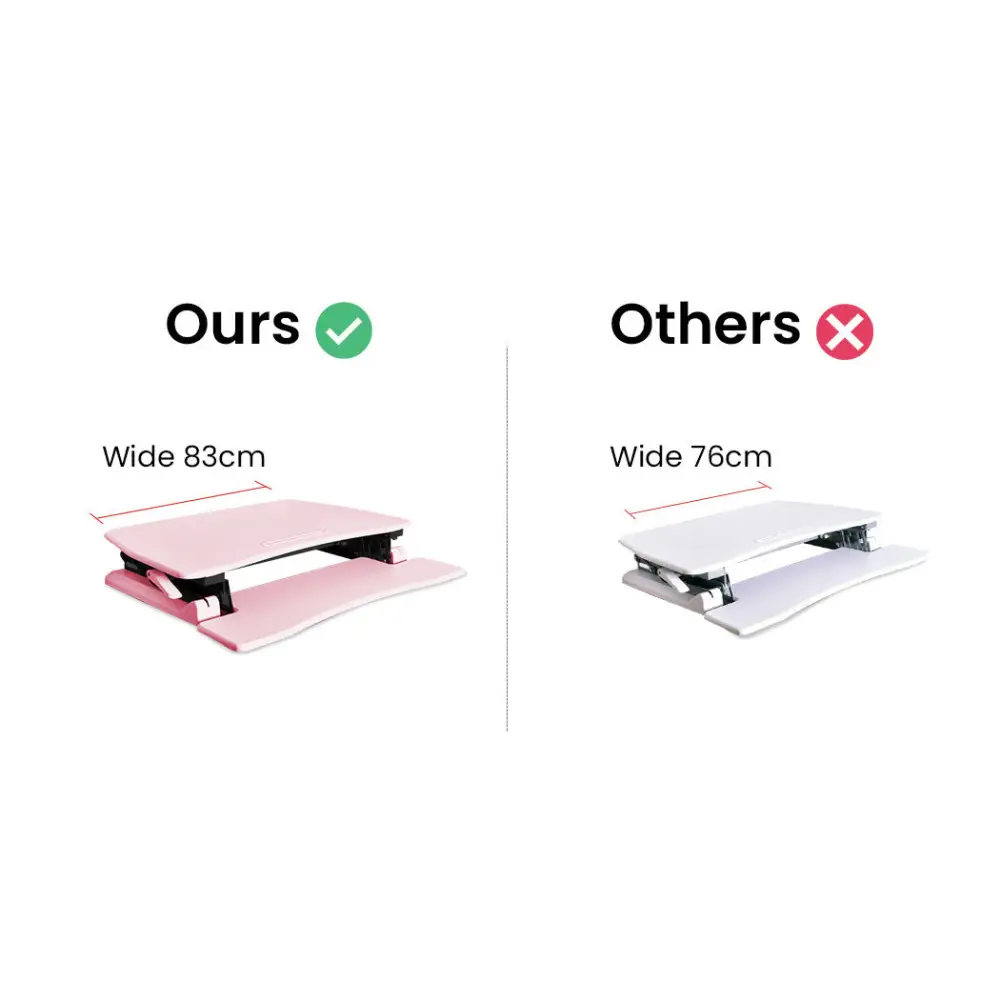 Fortia Desk Riser 77cm Wide Adjustable Sit to Stand for Dual Monitor Keyboard Laptop Pink - Furniture > Office