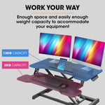 Fortia Desk Riser 77cm Wide Adjustable Sit to Stand for Dual Monitor Keyboard Laptop Black - Furniture > Office