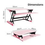 Fortia Desk Riser 77cm Wide Adjustable Sit to Stand for Dual Monitor Keyboard Laptop Pink - Furniture > Office